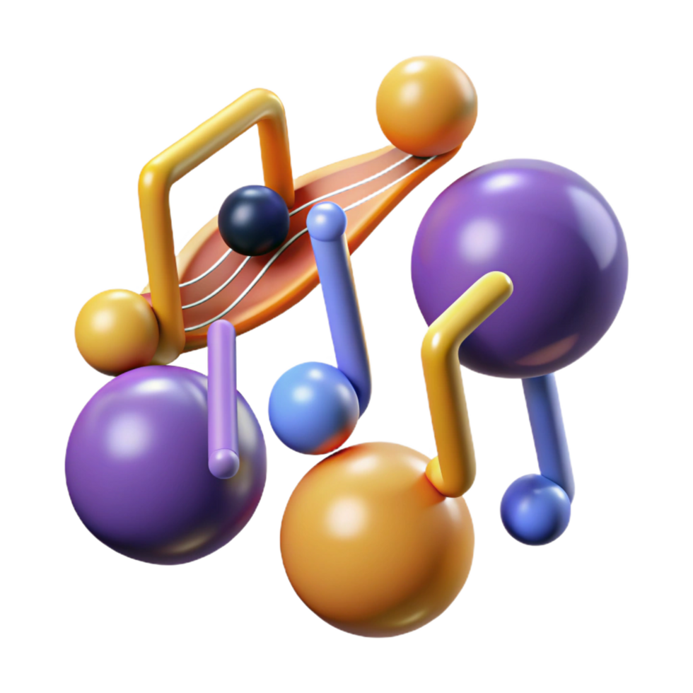 dramatic artistic Abstract Music Notes 3D Colorful Spheres genuine png