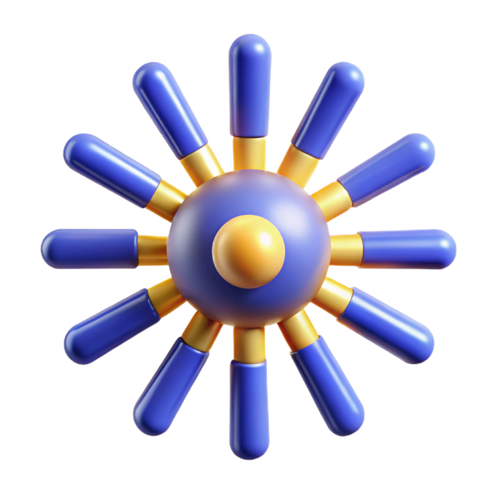 serene minimalist Abstract 3D Capsule Sunburst Design premium png