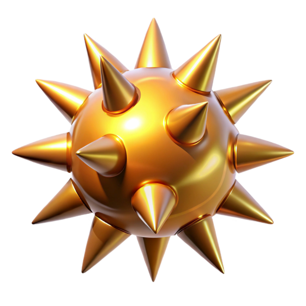 dramatic rustic Golden Spiked Sphere 3D Model exclusive png