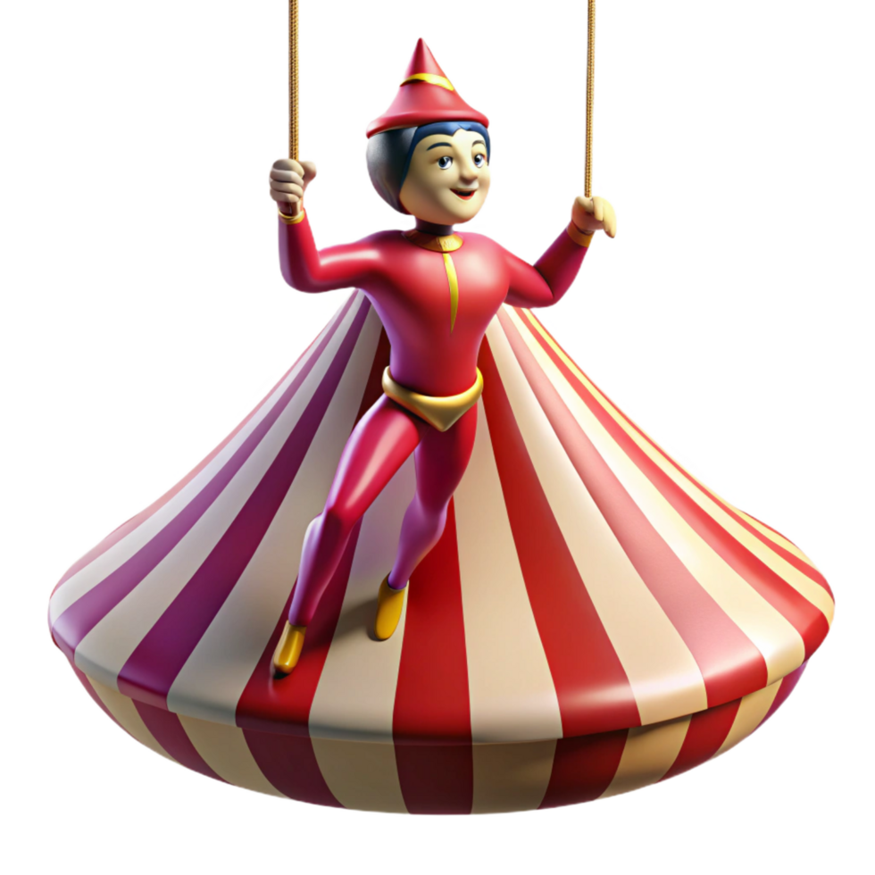 dramatic artistic 3D Render of a Cartoon Figure on a Circus Top professional png