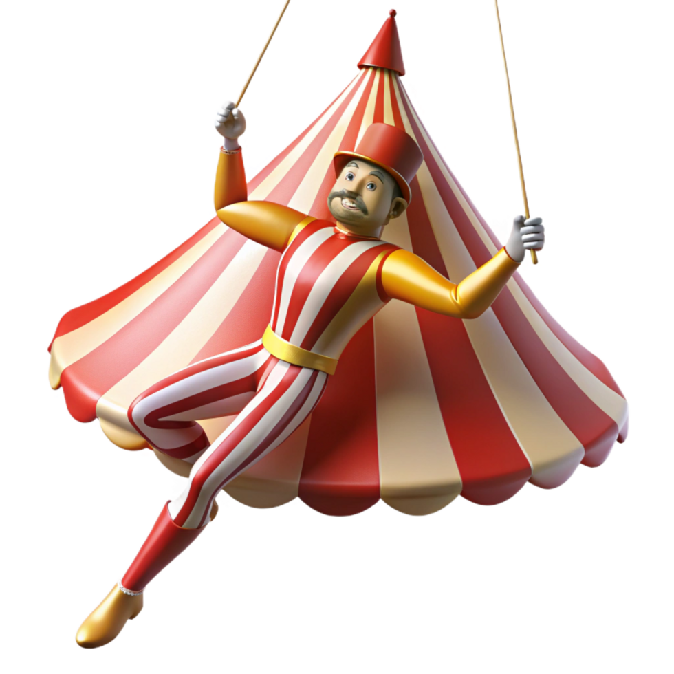 serene rustic Circus Performer Swinging from Tent high quality png