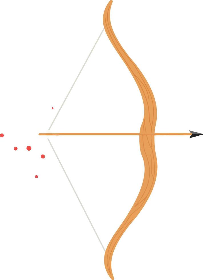 A detailed illustration of a traditional archery bow and arrow in a minimal style showcasing motion and precision in art vector