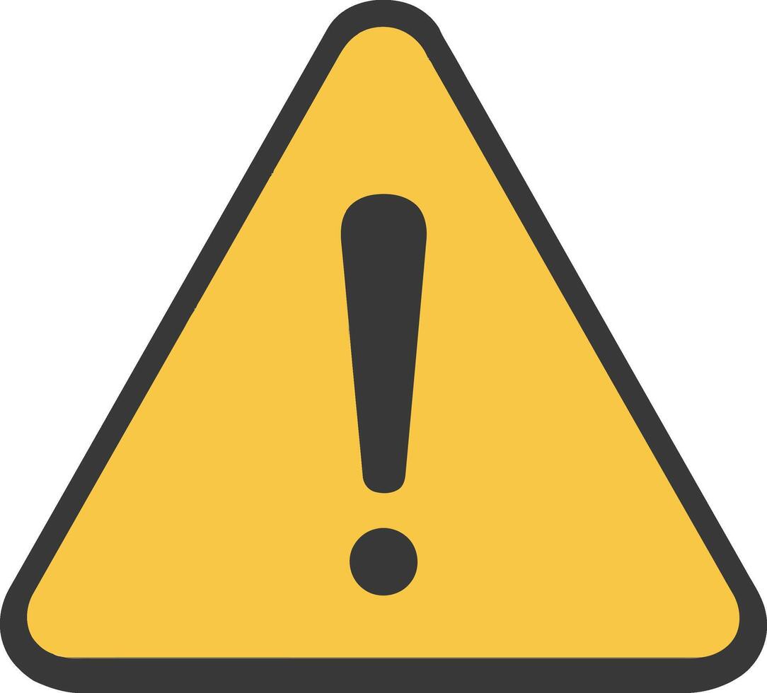 Yellow triangular warning sign featuring a bold exclamation mark in a minimal flat design, symbolizing caution and alertness in art vector