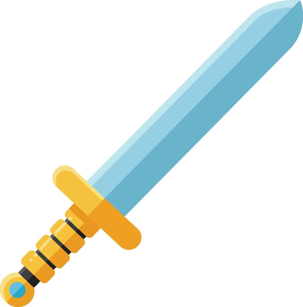 A detailed sword design featuring a vibrant blue blade and gold accents in a minimal style showcasing elegance and strength, illustration vector