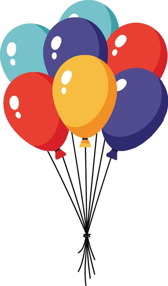 Colorful balloons in various shades floating together in a cheerful arrangement, featuring a flat design style, perfect for festive art vector
