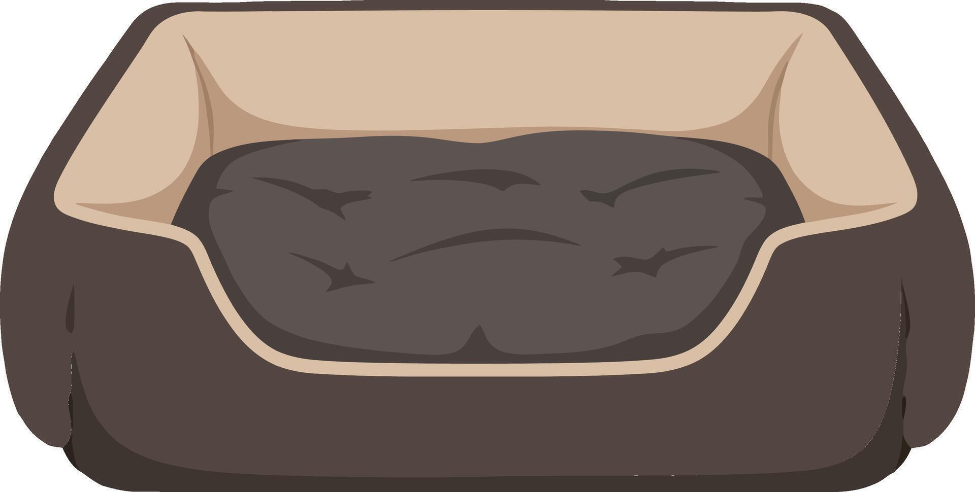Cozy dog bed in a flat design style featuring a soft cushion and sturdy sides perfect for small pets in a comfortable resting position art vector