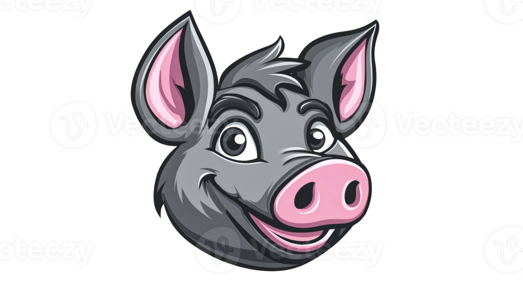 Happy cartoon pig character design for kids png