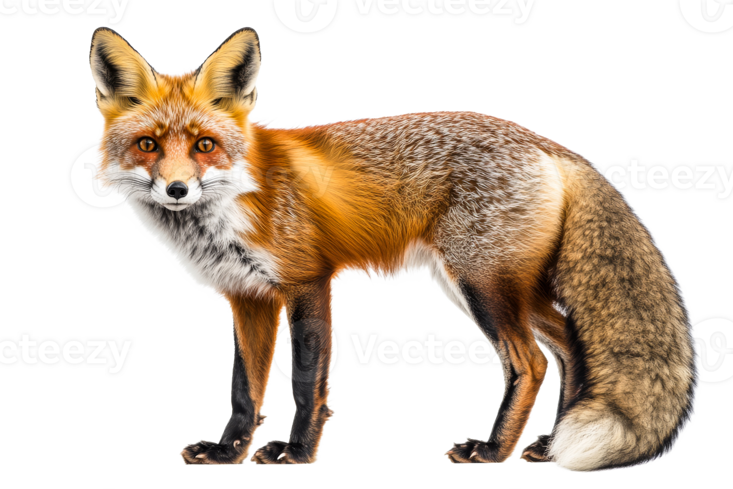 Unique fox illustration with detailed features png