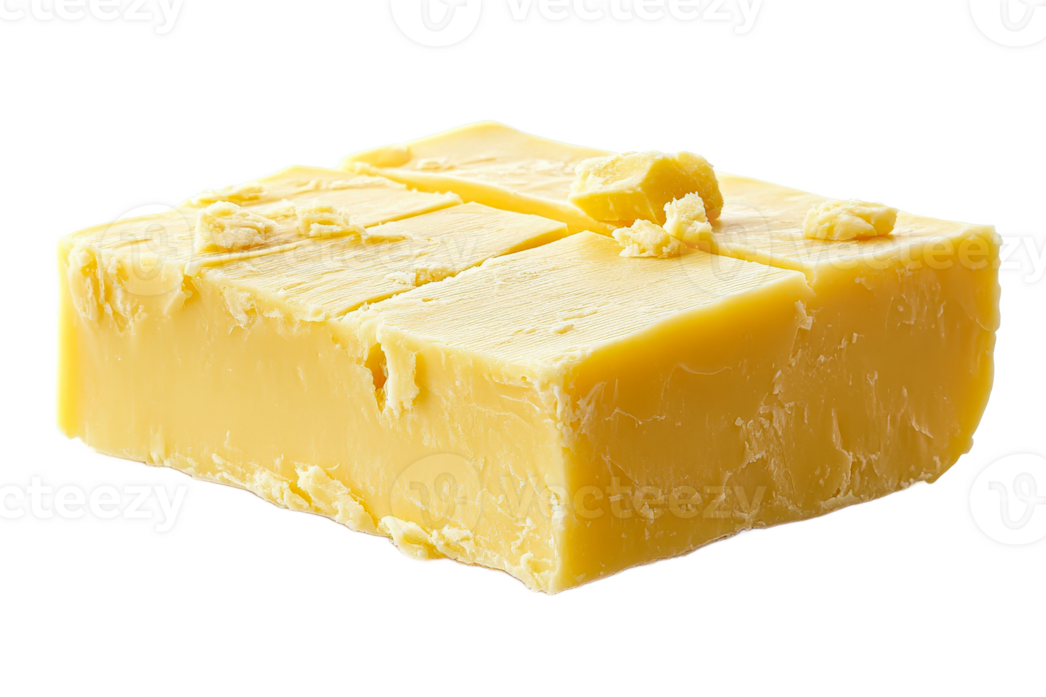Block of yellow butter on a white background png
