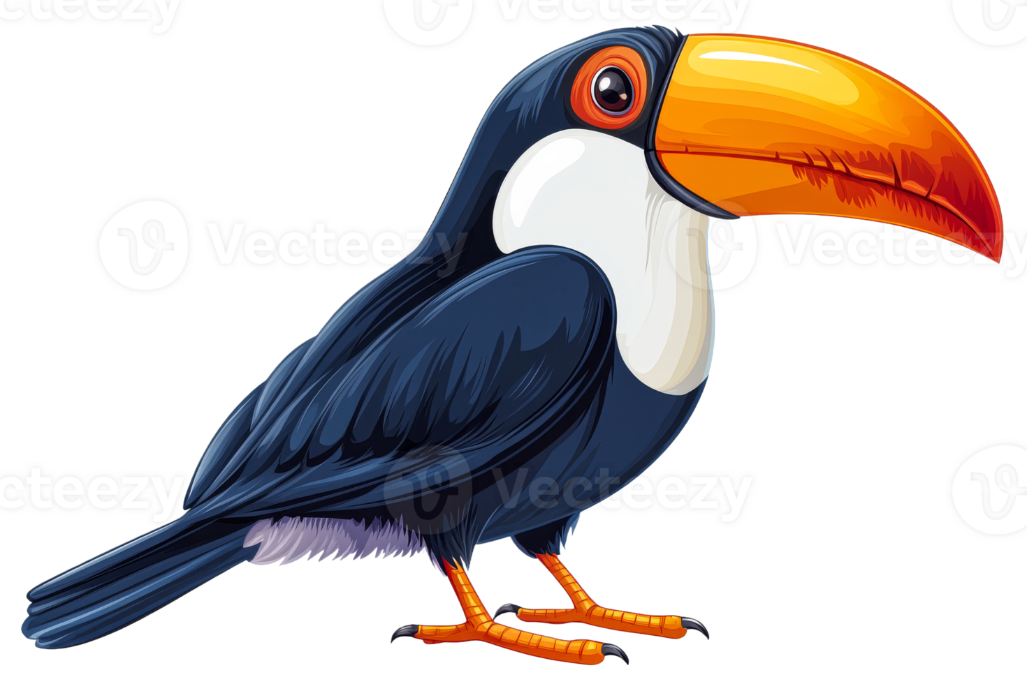 Vivid beaked toucan perched brightly png