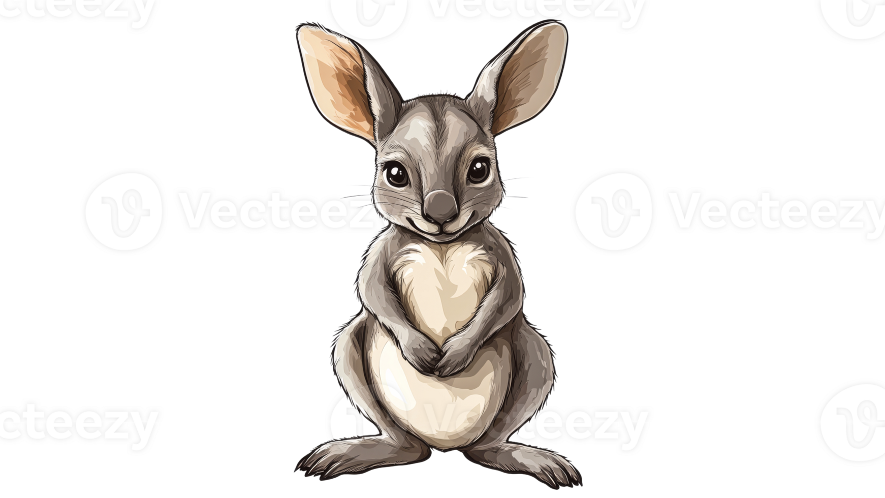 Cute cartoon rabbit character standing upright png