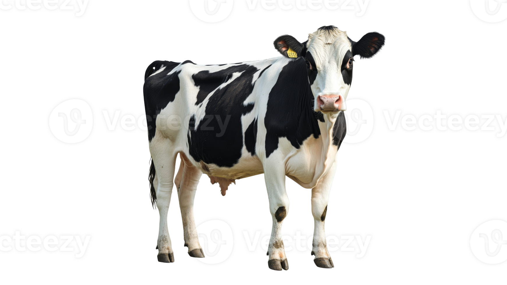 Black and white cow standing on a farm png