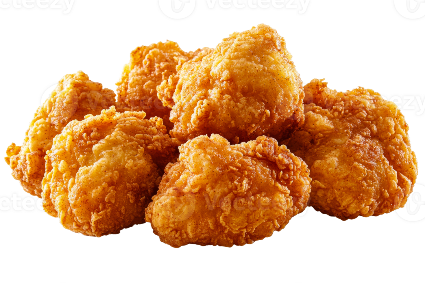 Crispy fried chicken pieces piled high on a plate png
