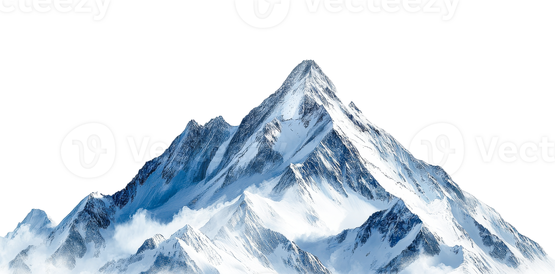 Snowy mountain peak rises above the clouds png
