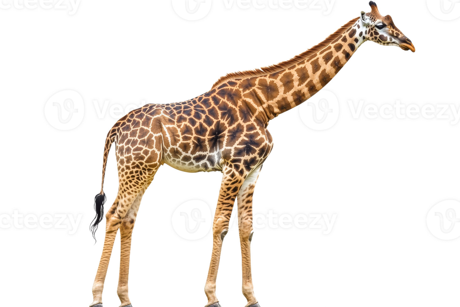 Giraffe standing tall against a white background png