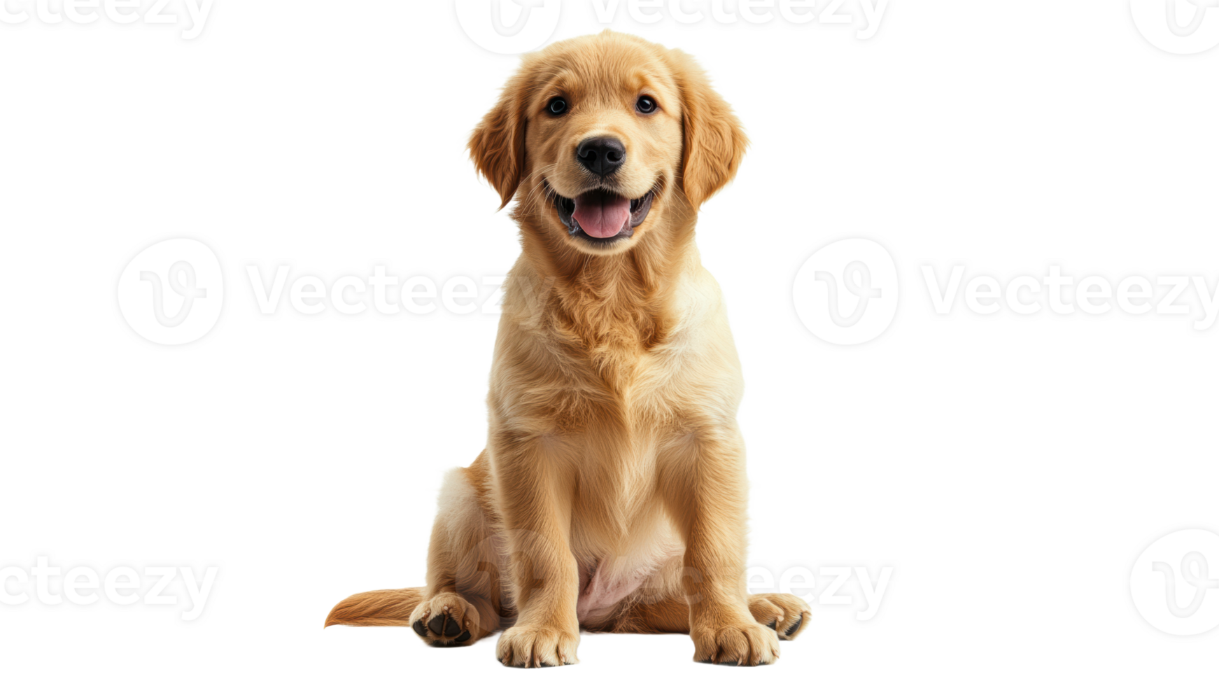 Calm golden retriever puppy inside png