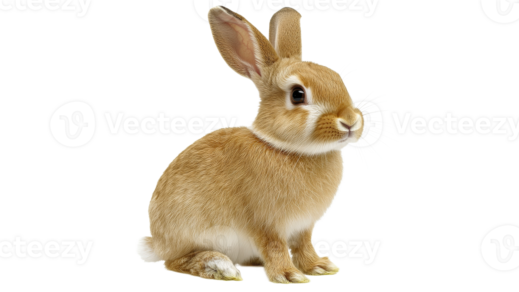 A small, fluffy rabbit with soft fur sits calmly png