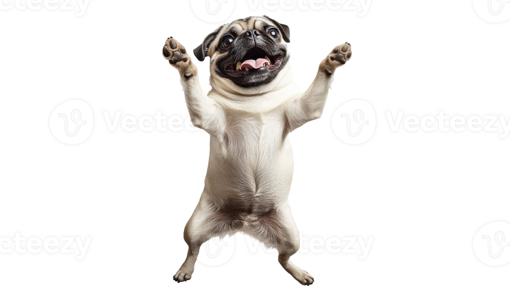 Happy pug dancing in playful mood png