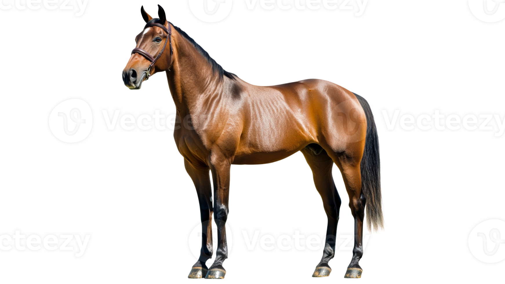 Brown horse standing gracefully indoors png
