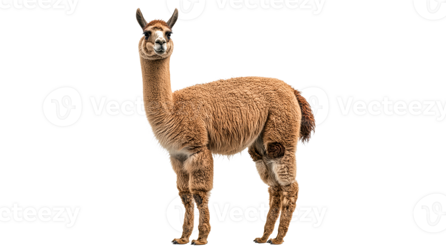 Brown llama stands gracefully in studio light png
