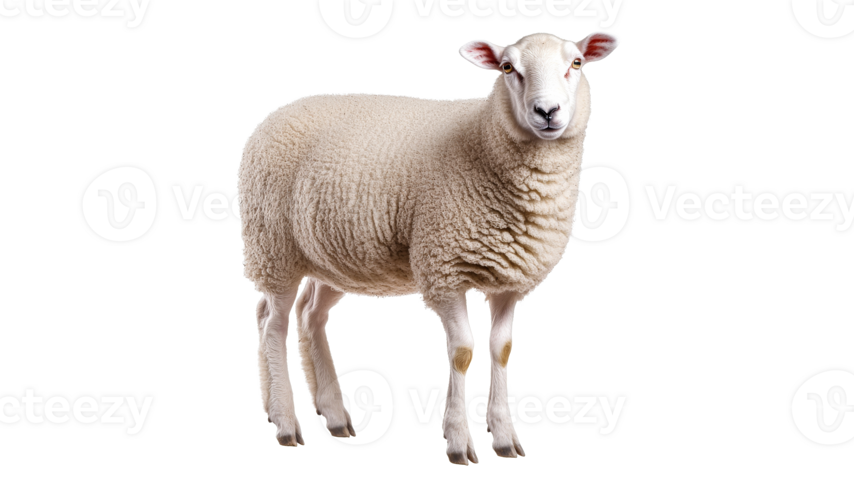 Sheep standing calmly in a bright setting png