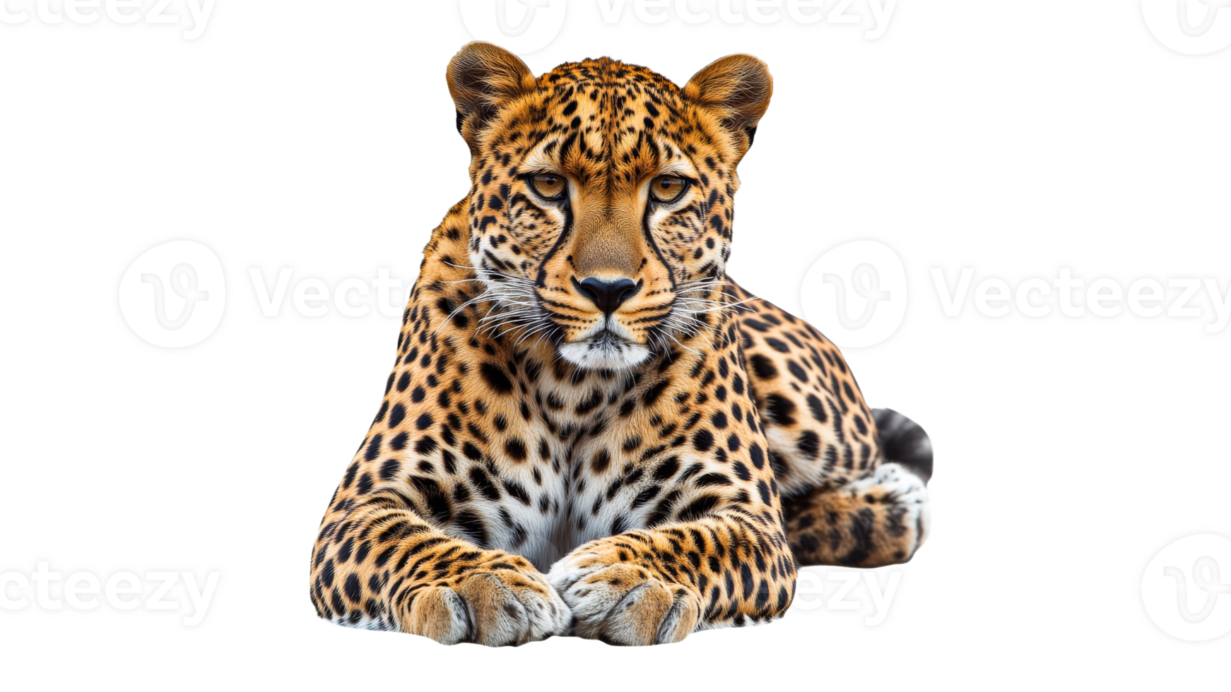 Leopard relaxing on a white background png