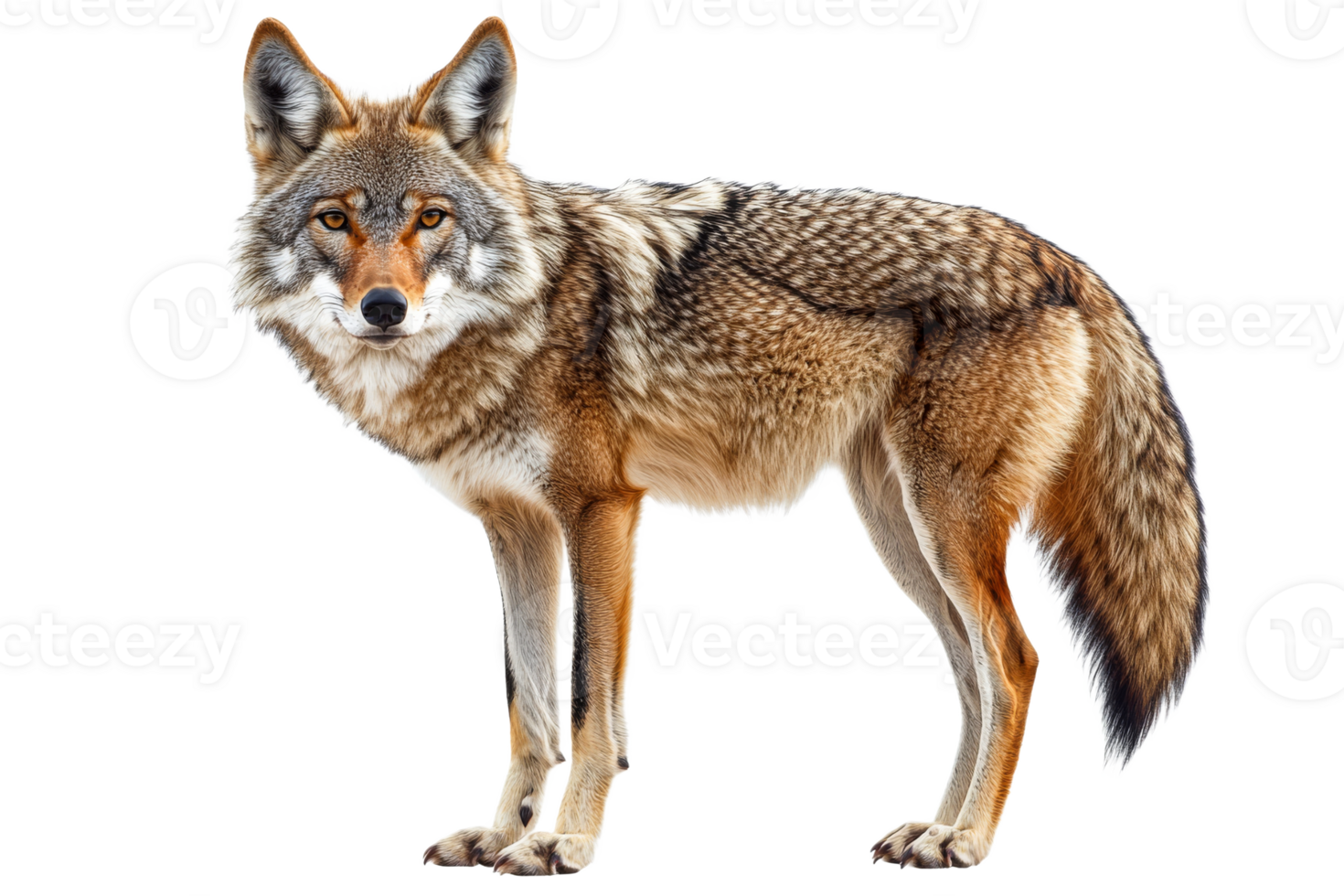 Coyote standing in a natural pose and setting png