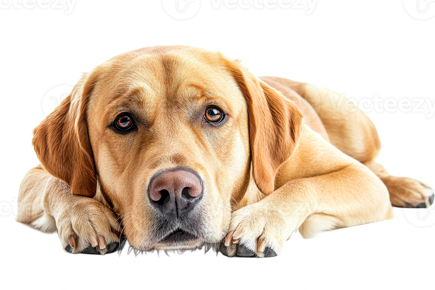 Labrador resting on white background png