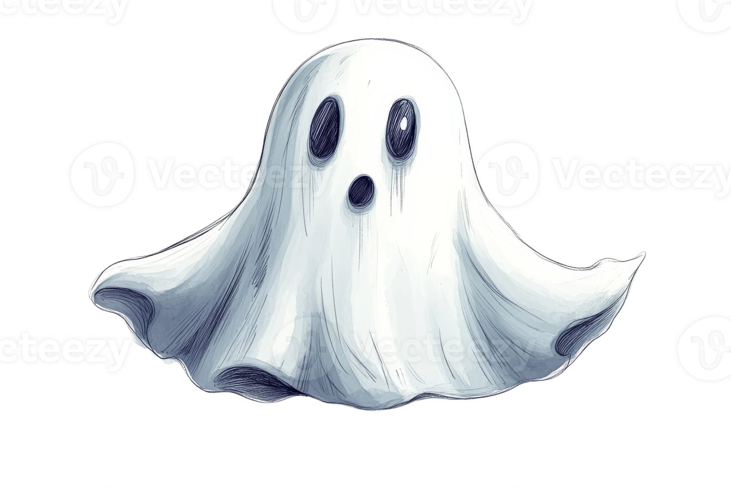 Cute cartoon ghost with surprised expression png