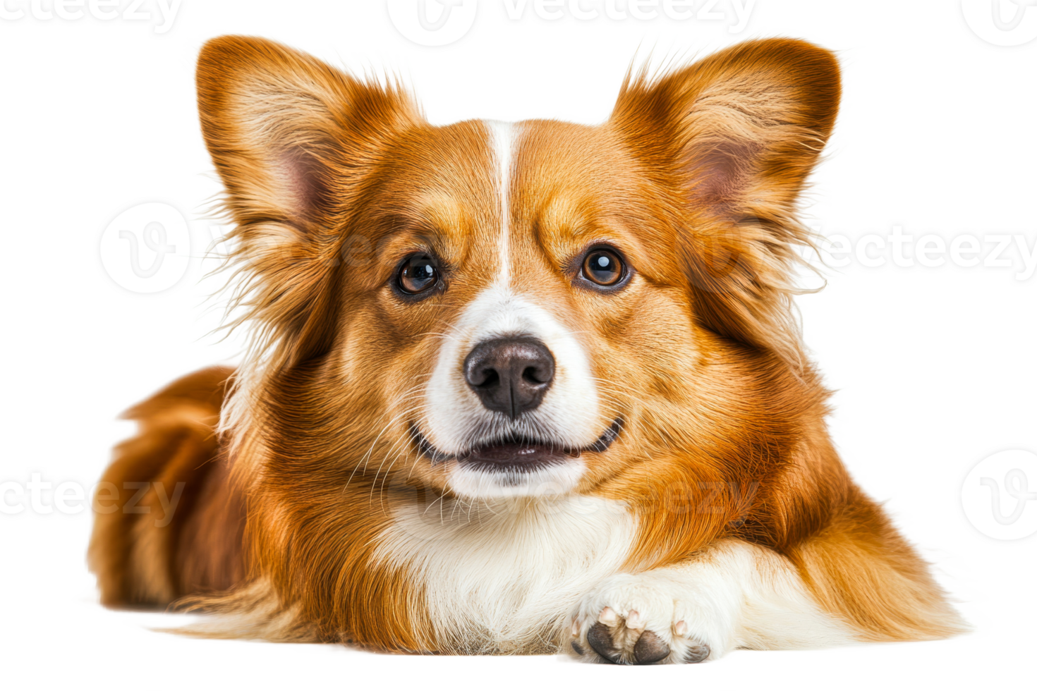 Corgi resting, alert on white background png