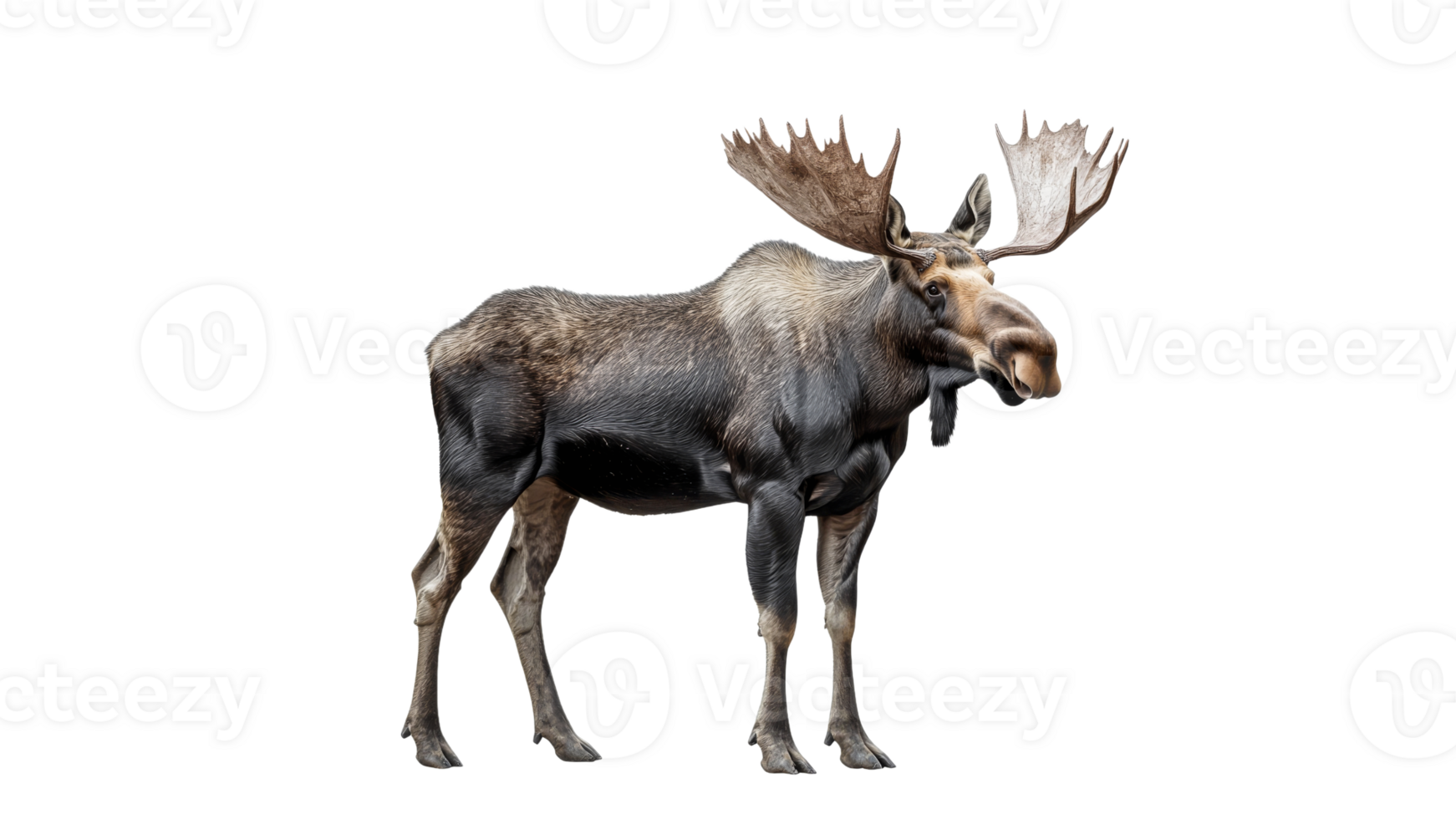 Moose in habitat with big antlers png