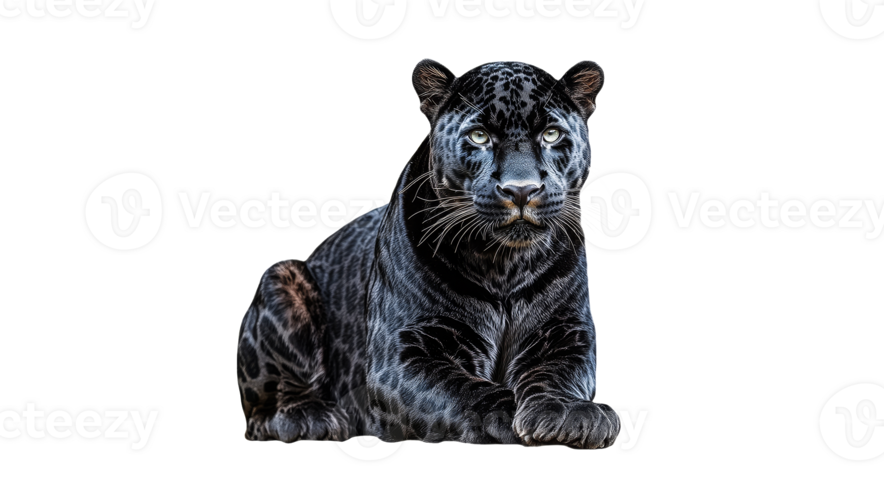 Majestic black panther resting in natural habitat png