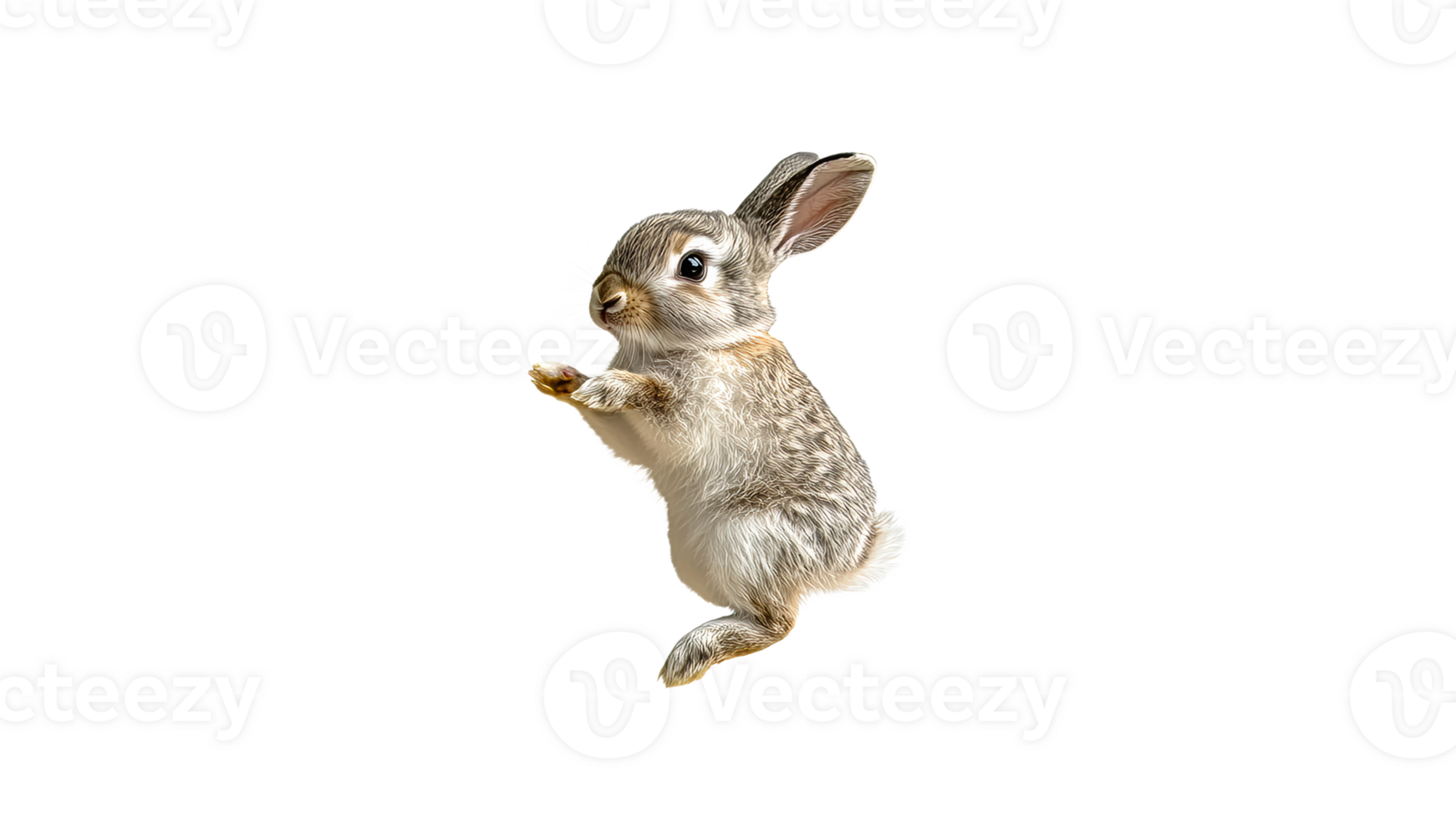 Cute rabbit hopping in playful motion png