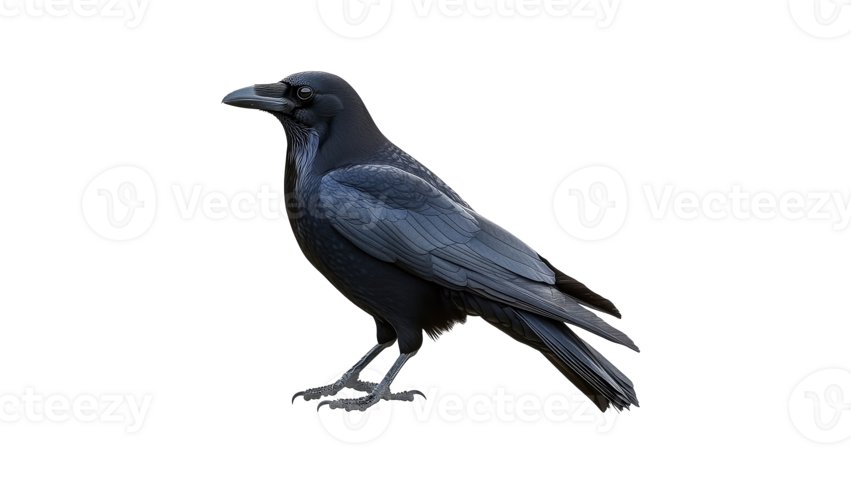 Black raven perched on a branch in nature png