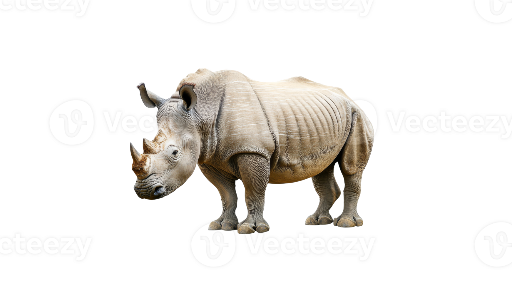 Rhinoceros standing in a natural habitat setting png