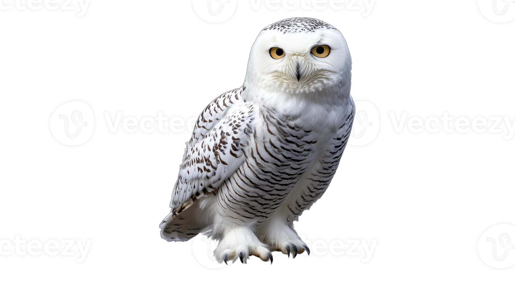 Snowy owl perched and alert in natural habitat png