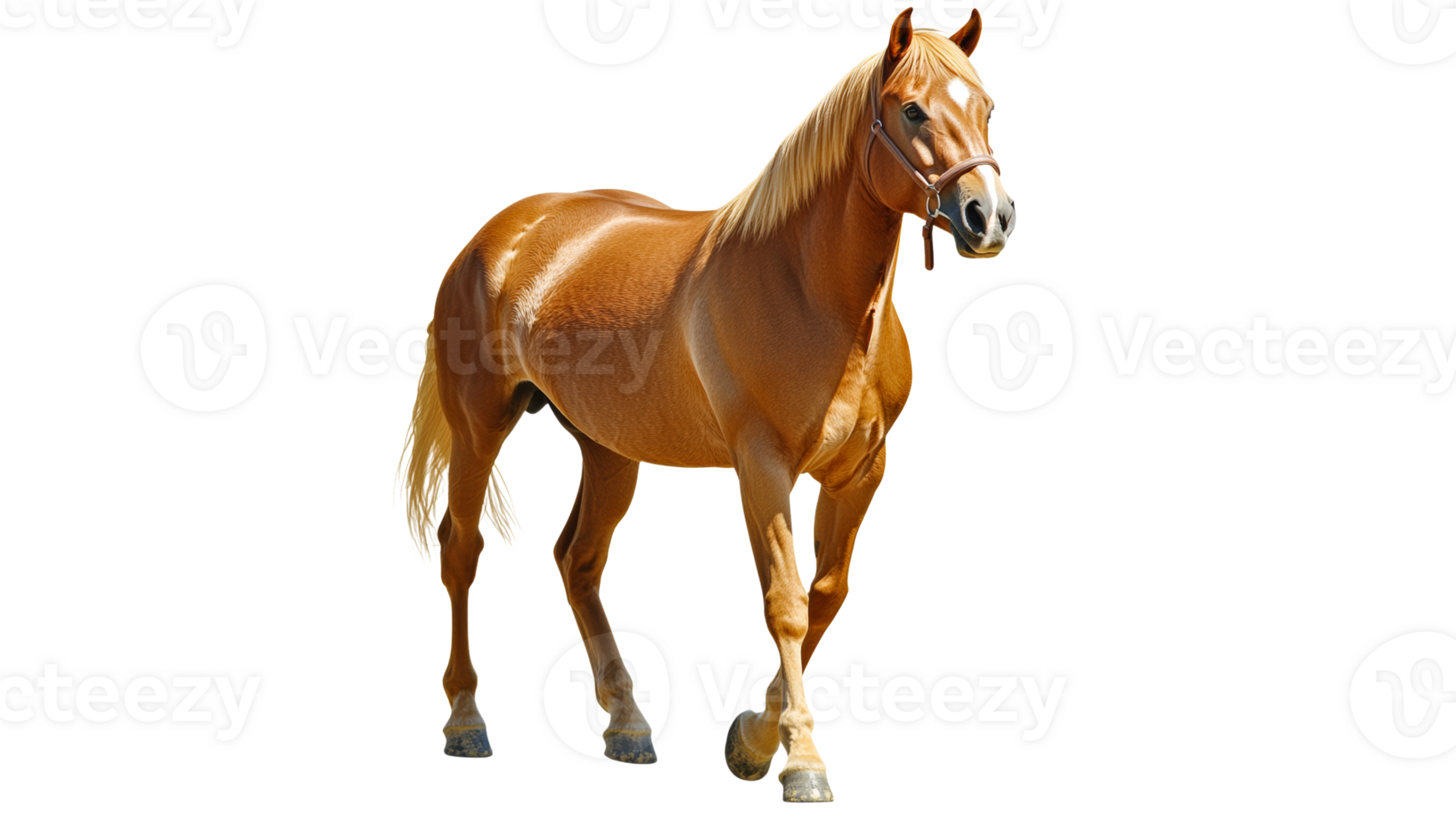 Graceful chestnut horse walking outside png