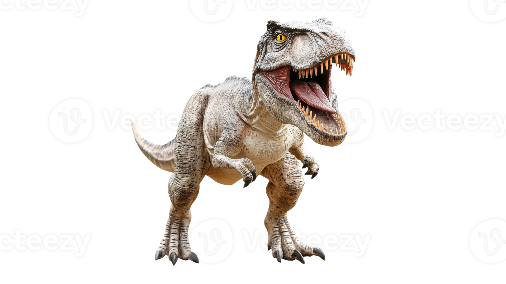 Dinosaur model roaring in a playful display png