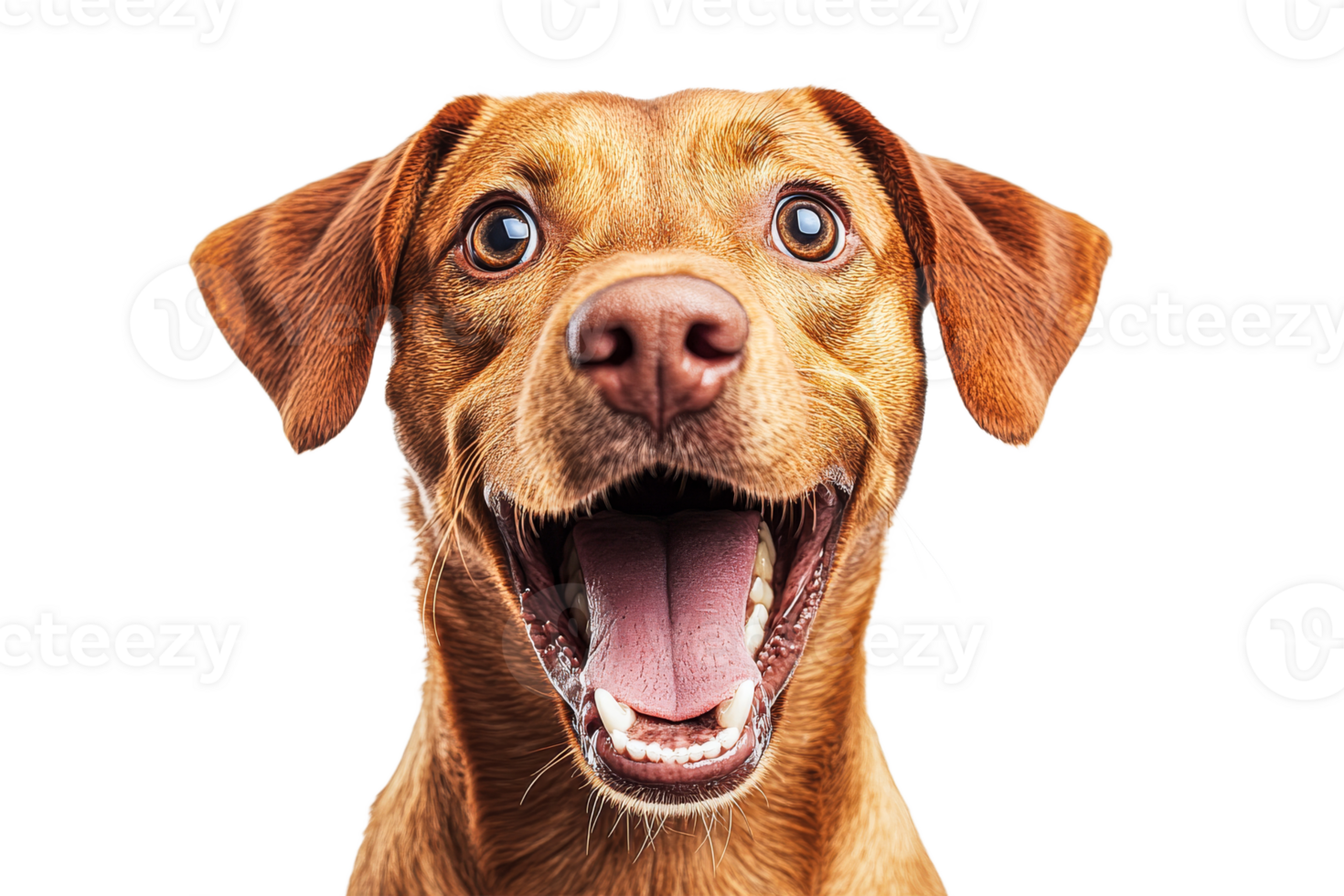 Happy brown dog with wide smile and bright eyes png