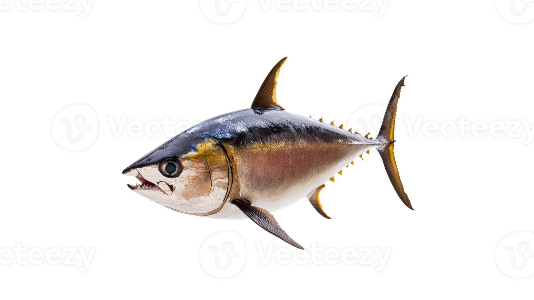Caught tuna swimming in the ocean depths png