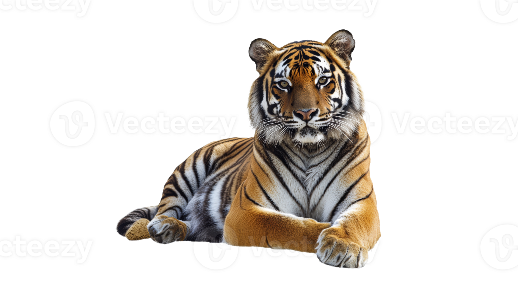 Tiger resting calmly in a serene environment png