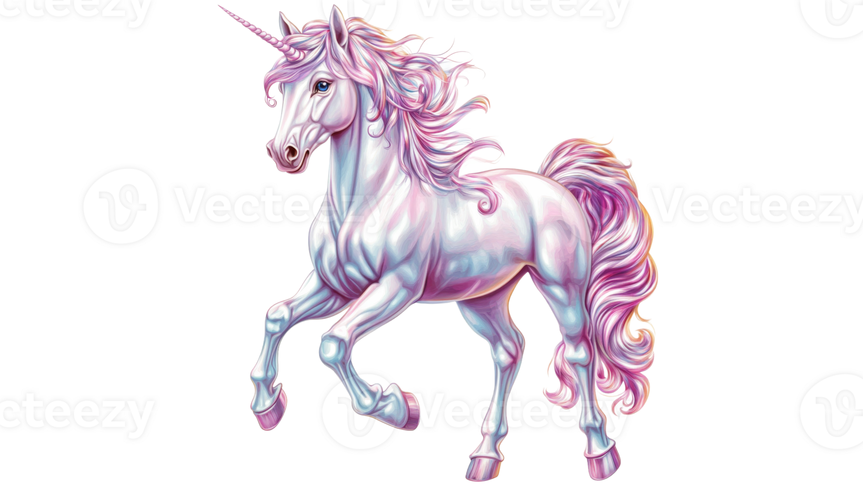 Majestic unicorn prances in vibrant colors png