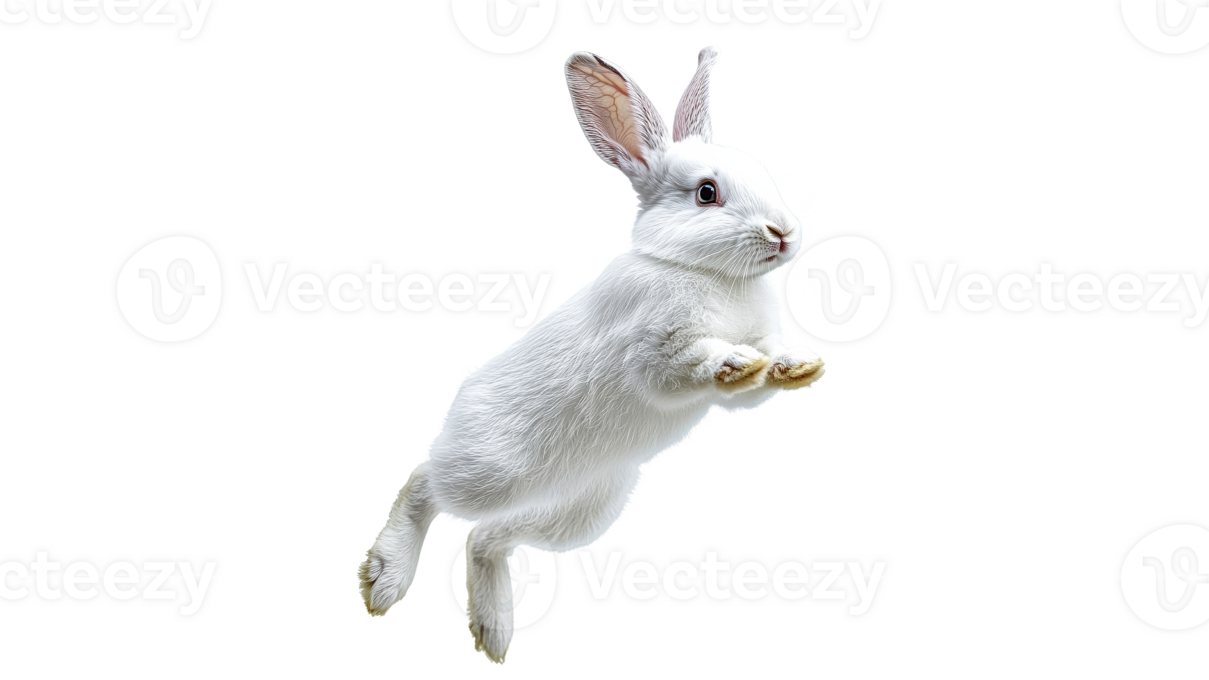 White rabbit leaps in the air png
