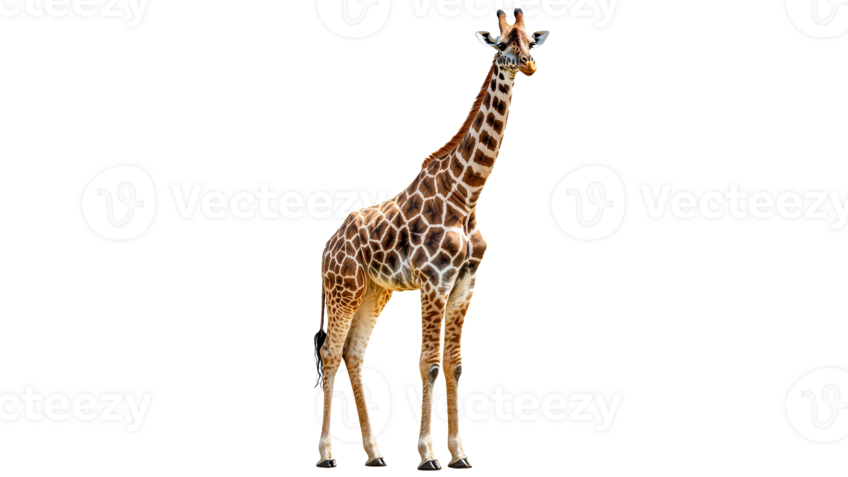 Giraffe stands tall in a natural pose png
