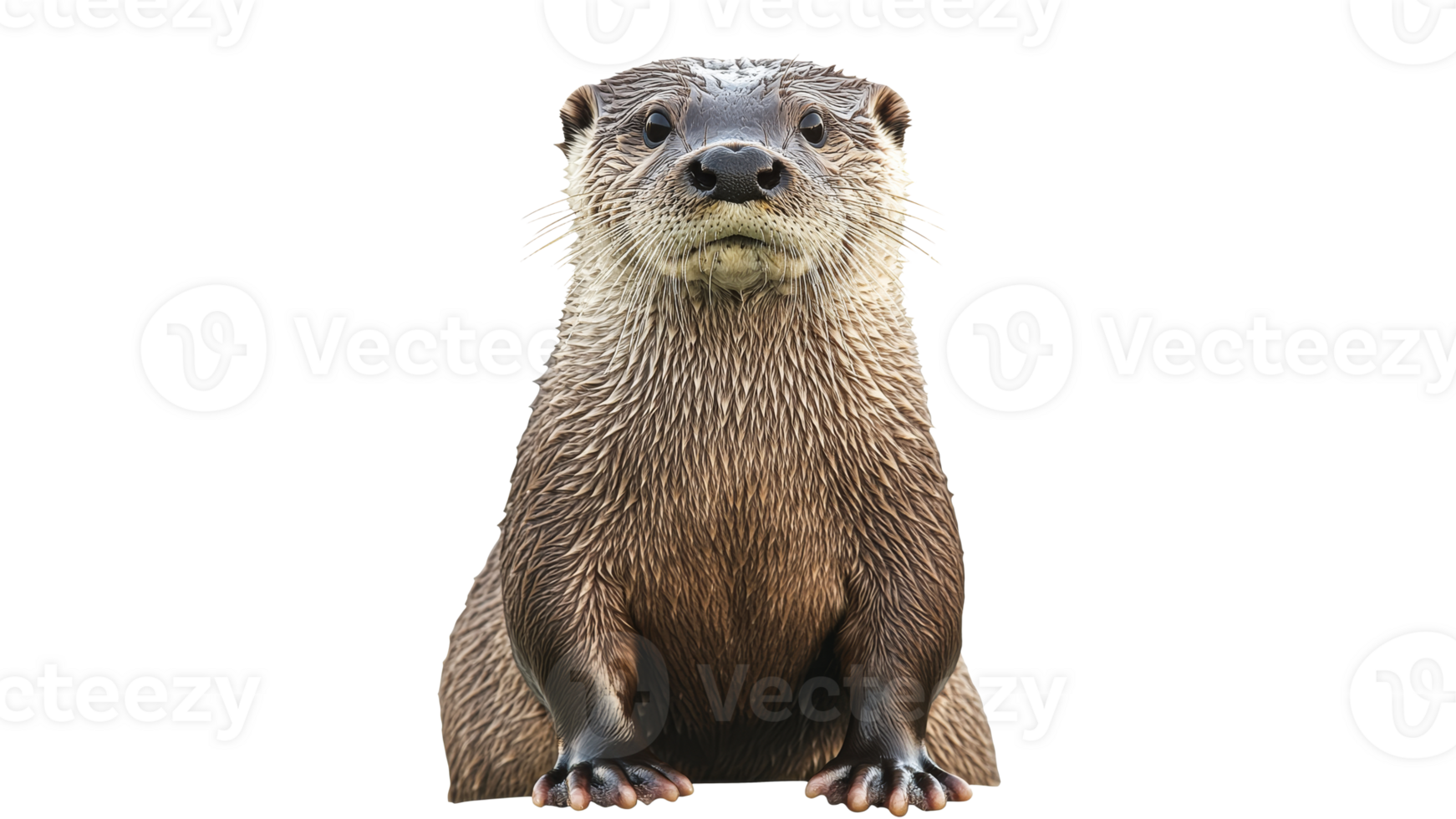 Cute otter sitting and looking at the camera png
