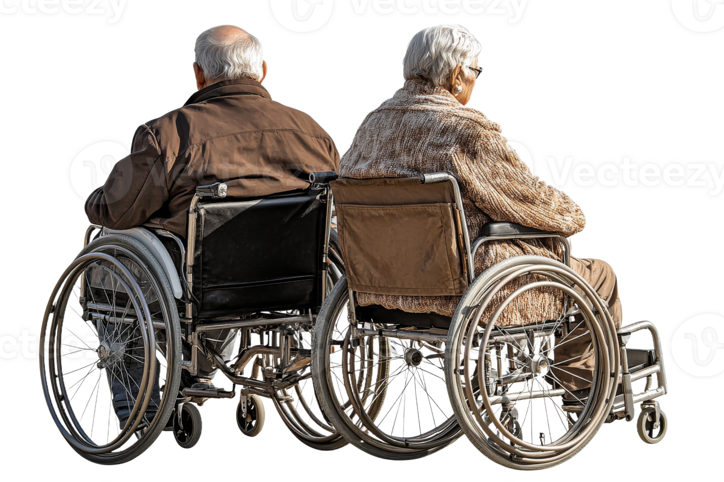 Couple in wheelchairs enjoying a moment together png