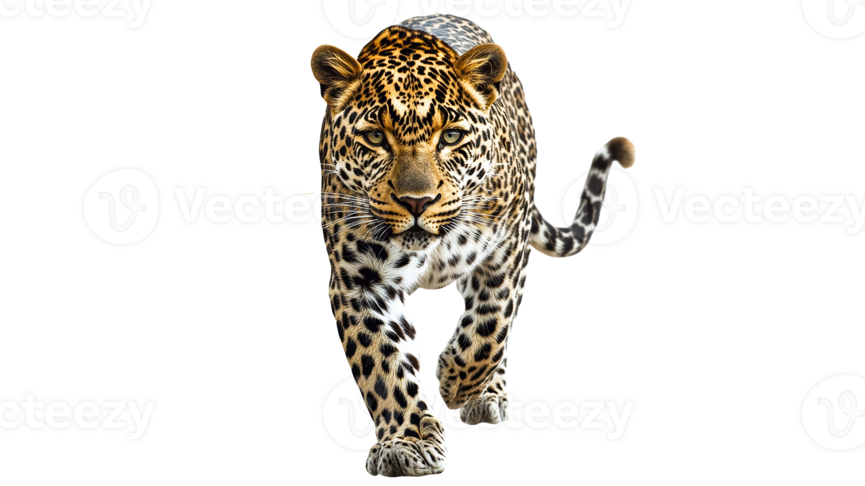 Majestic leopard walking through a bright space png
