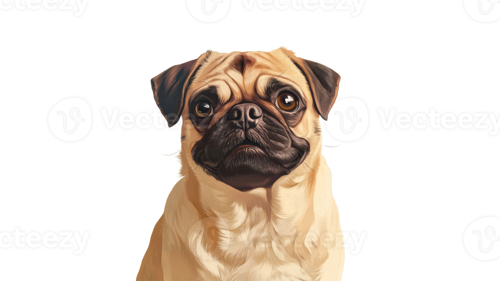 Cute pug with expressive eyes sitting quietly png
