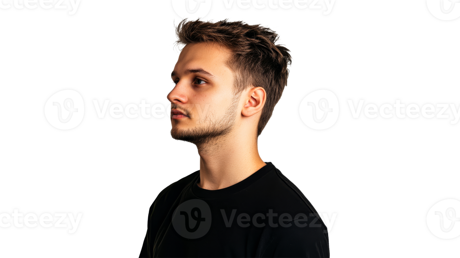 Young man in profile against a plain backdrop png