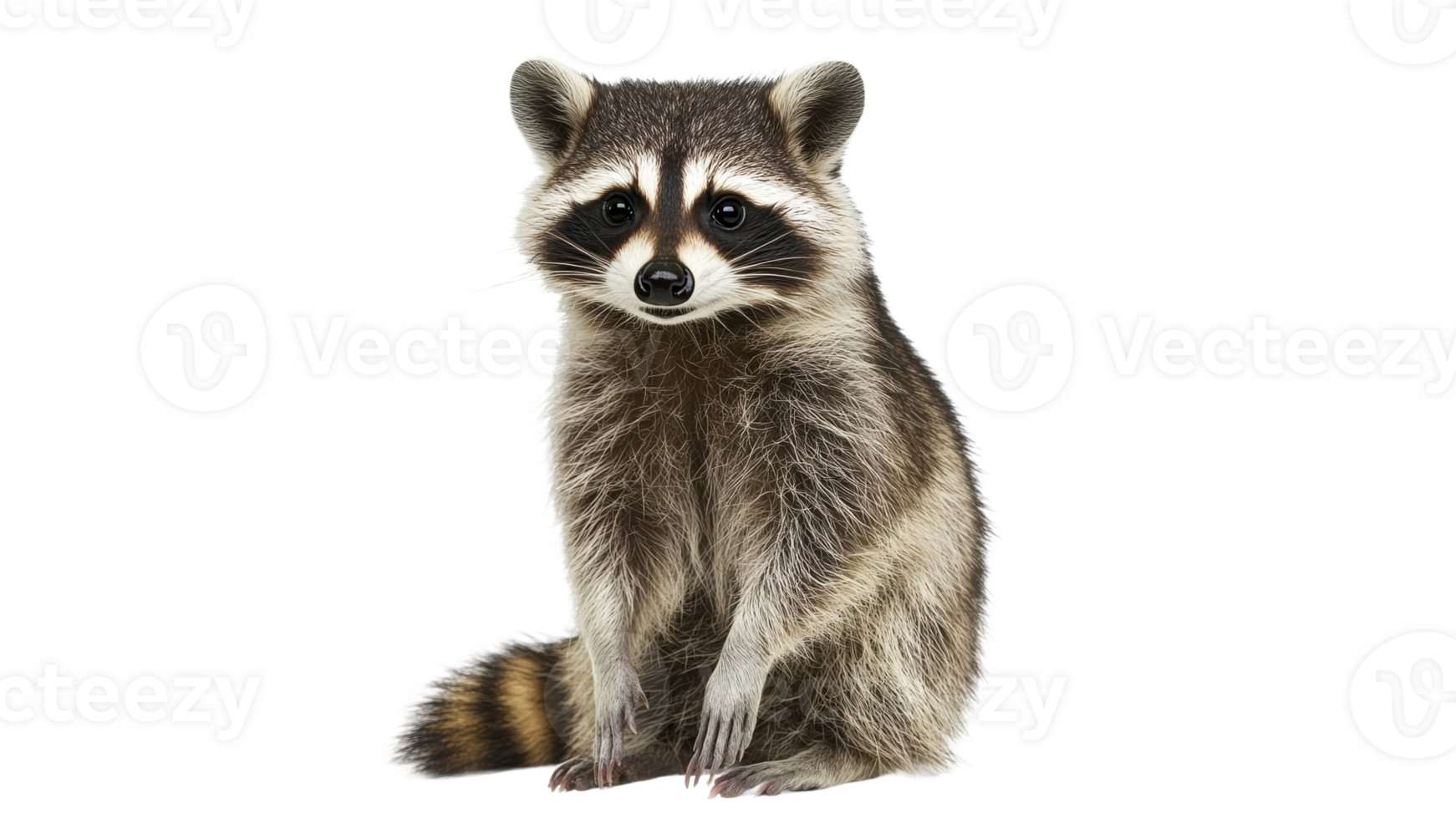 Raccoon sitting quietly against a white background png